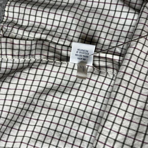 Polo Ralph Lauren Shirt Mens 2XB Big Gray Burgundy Check Button Long Sleeve Pony - Picture 7 of 12